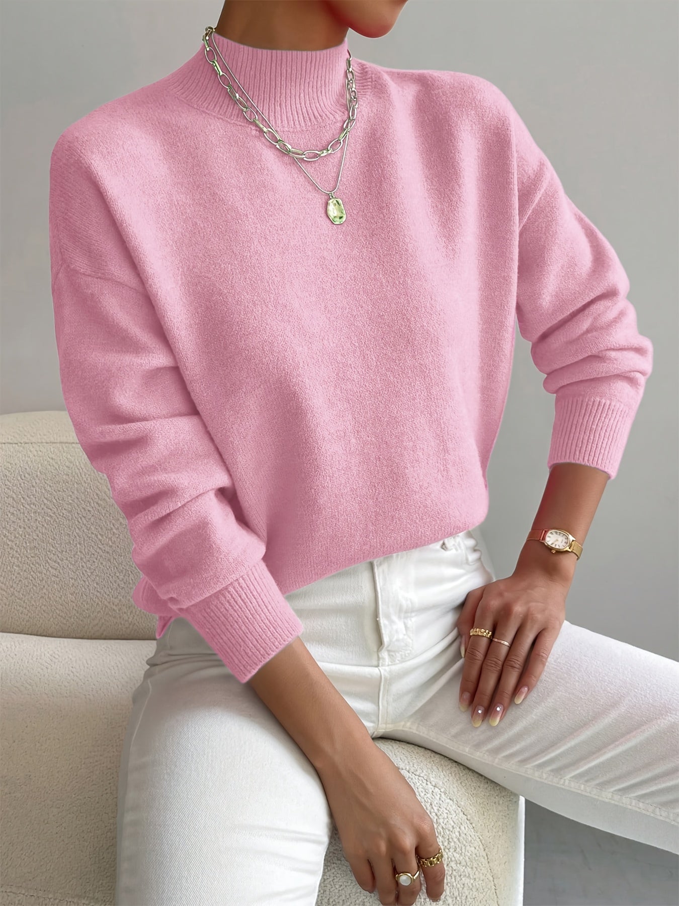 Ember | Damska miękka dzianinowa bluzka – elegancki sweter z golfem