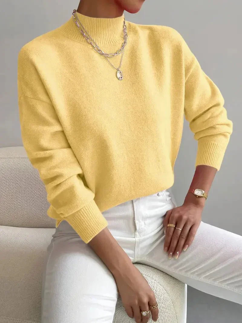 Ember | Damska miękka dzianinowa bluzka – elegancki sweter z golfem