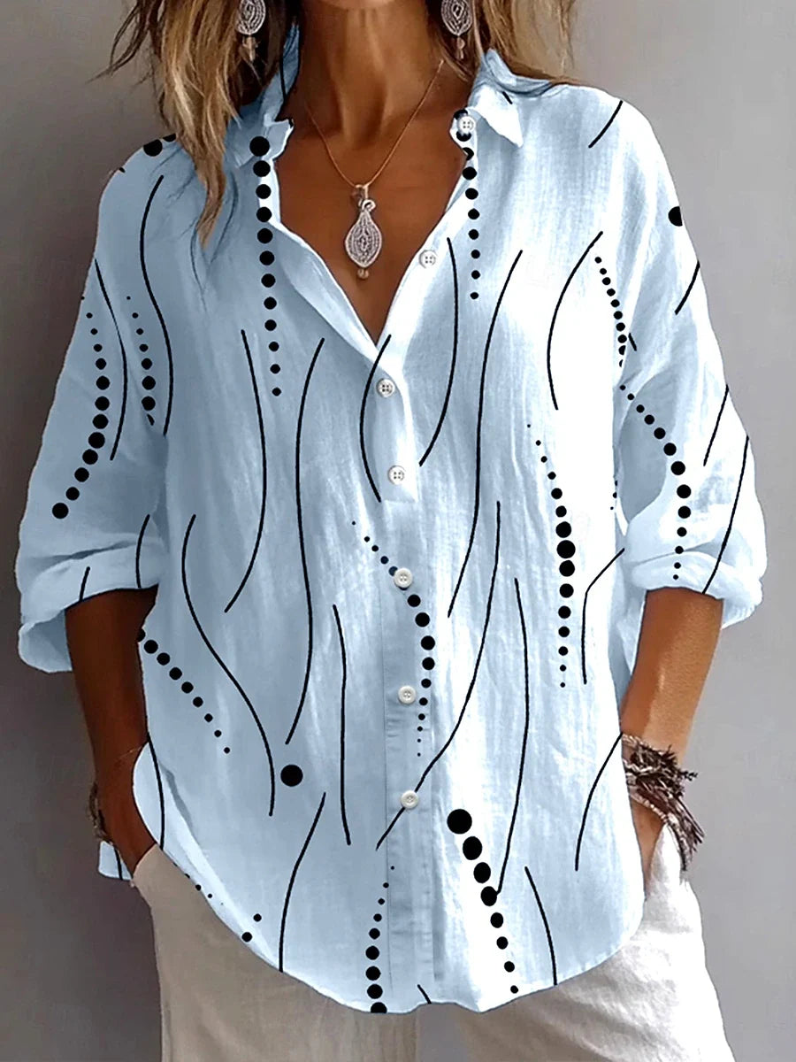 Lysandra | Women's artistic button-down blouse – loose fit, cotton-linen blend