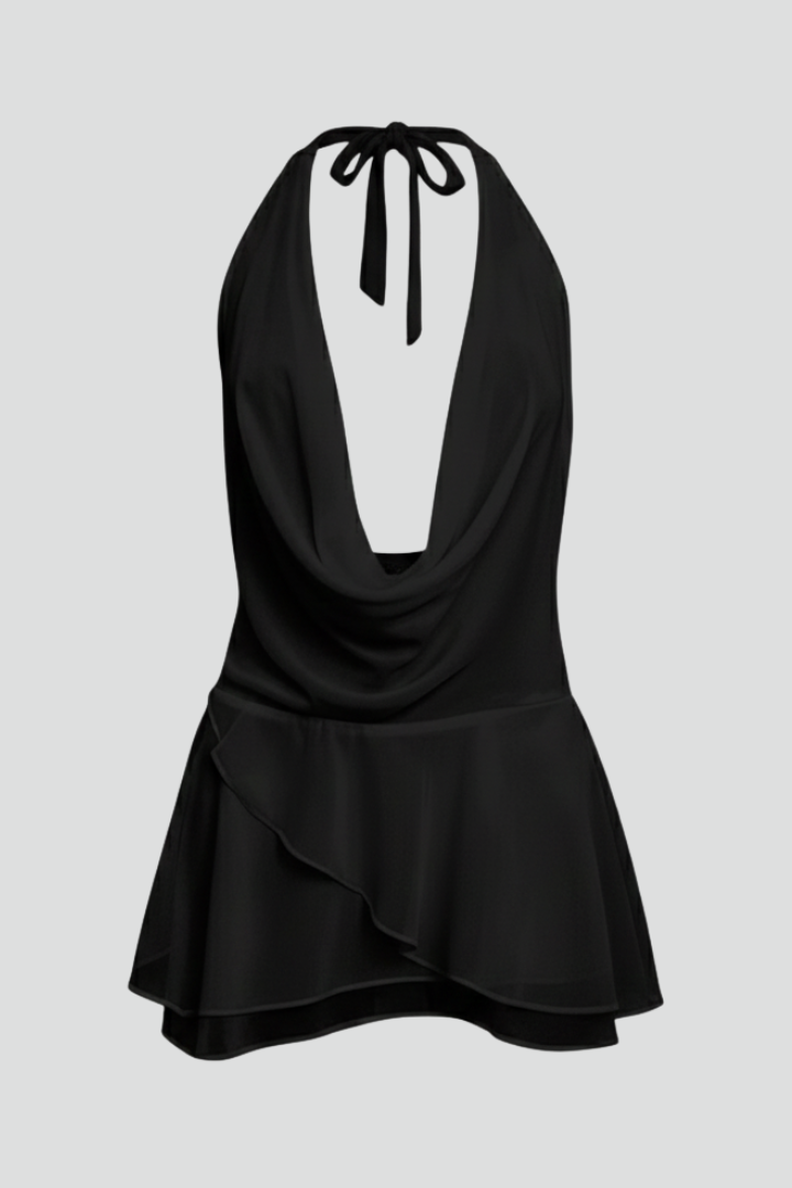 Sukienka damska o dopasowanym kroju mini z odkrytymi plecami – sukienka imprezowa bez rękawów z okrągłym dekoltem