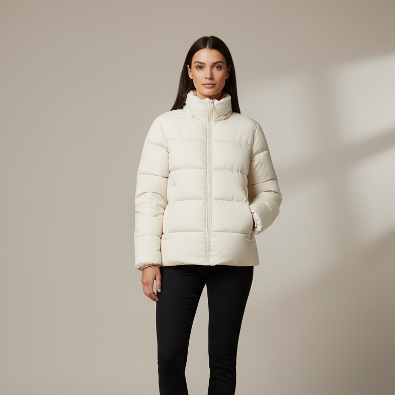 Kurtka Puchowa Damska Puffer z Zamkiem