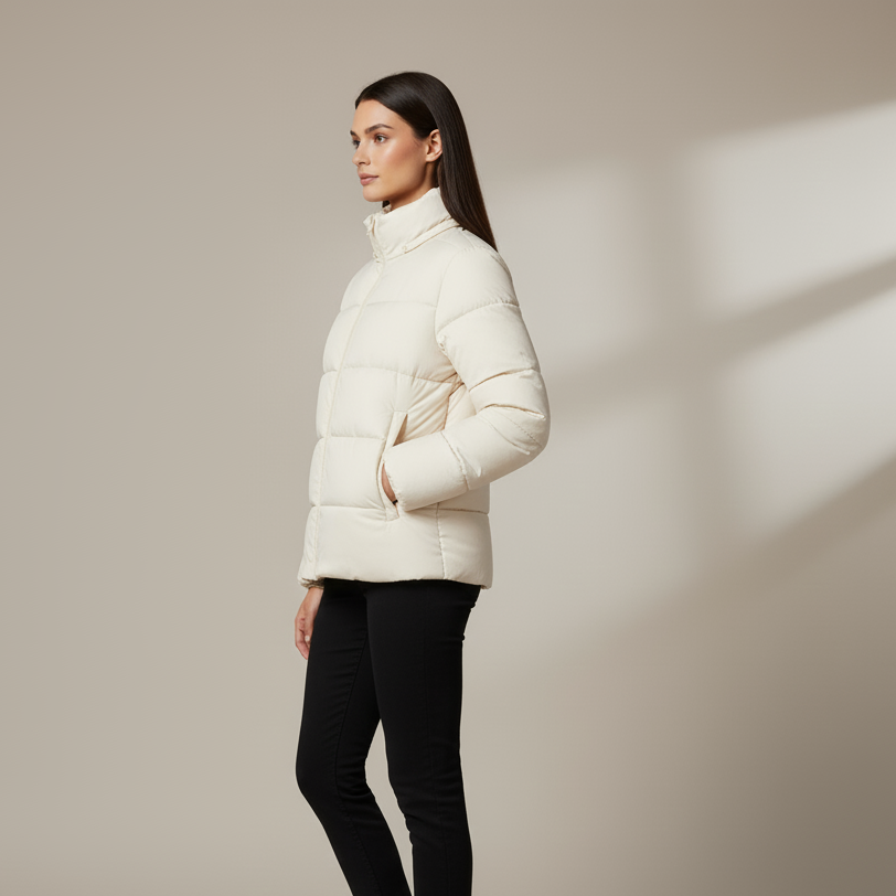 Kurtka Puchowa Damska Puffer z Zamkiem