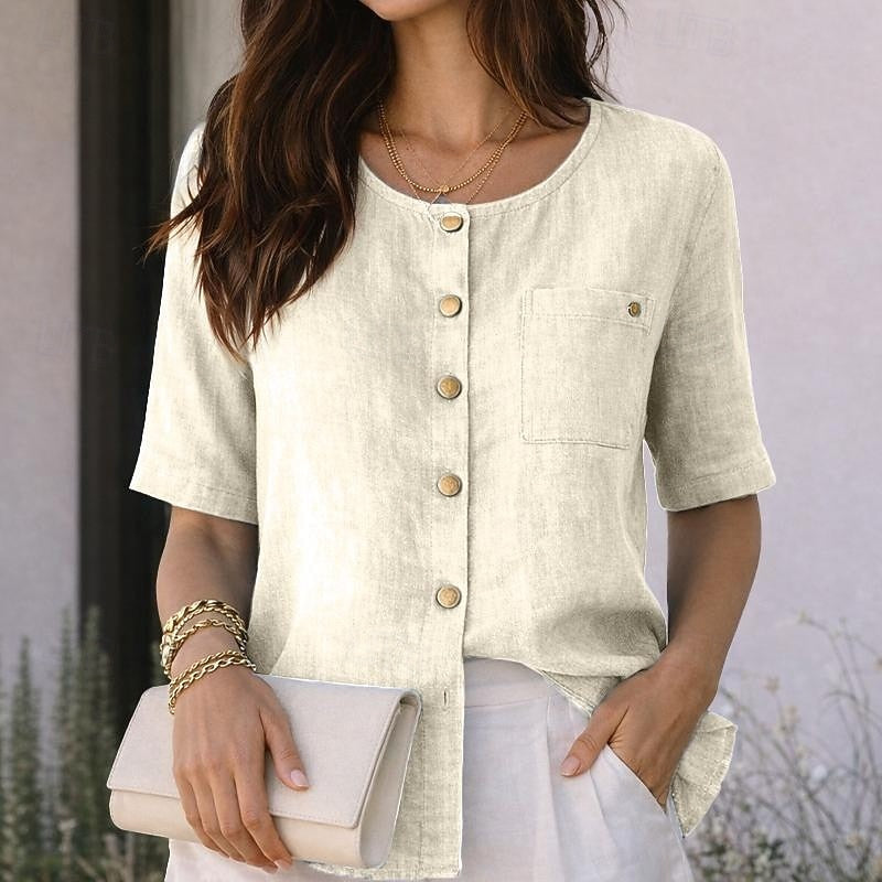 Lindra | Women's loose button-down blouse – casual everyday blouse