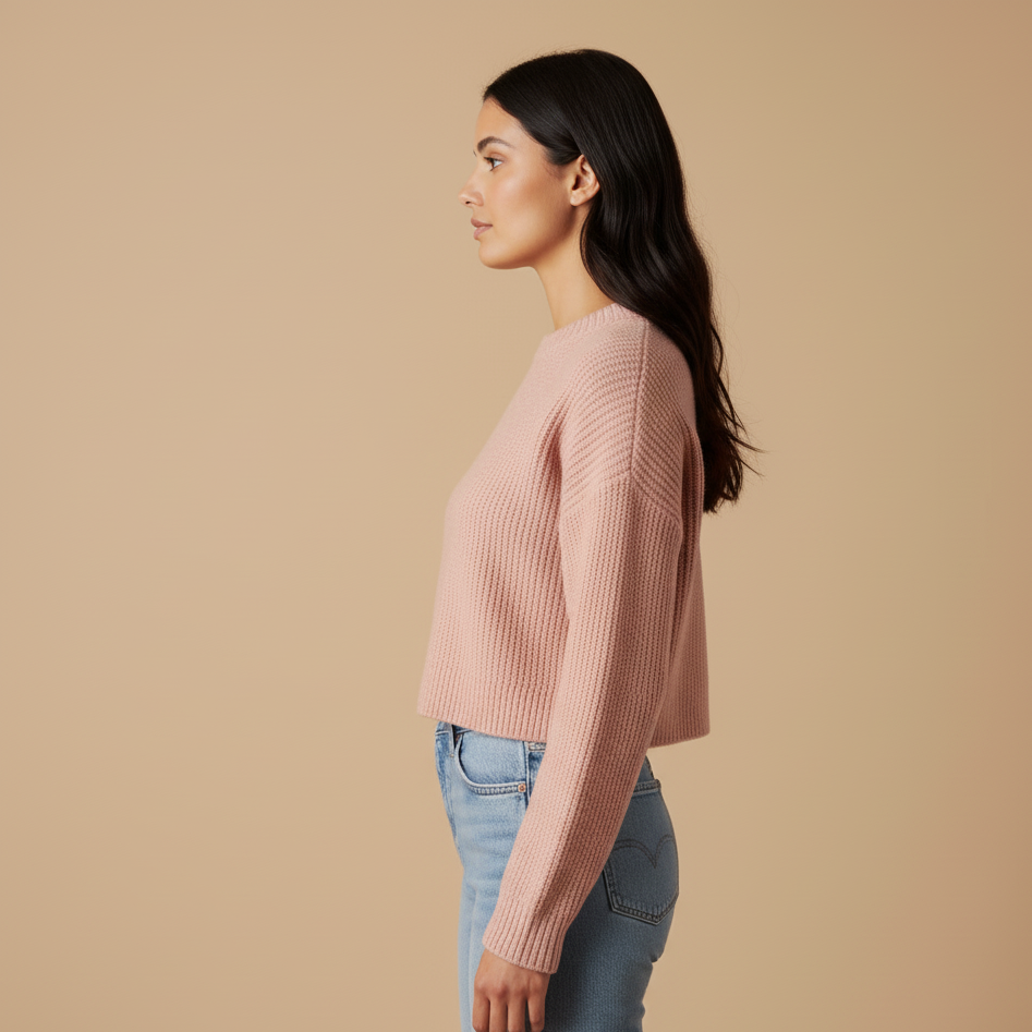 Różowy Krótki Top Cropped Damski | Modny T-shirt