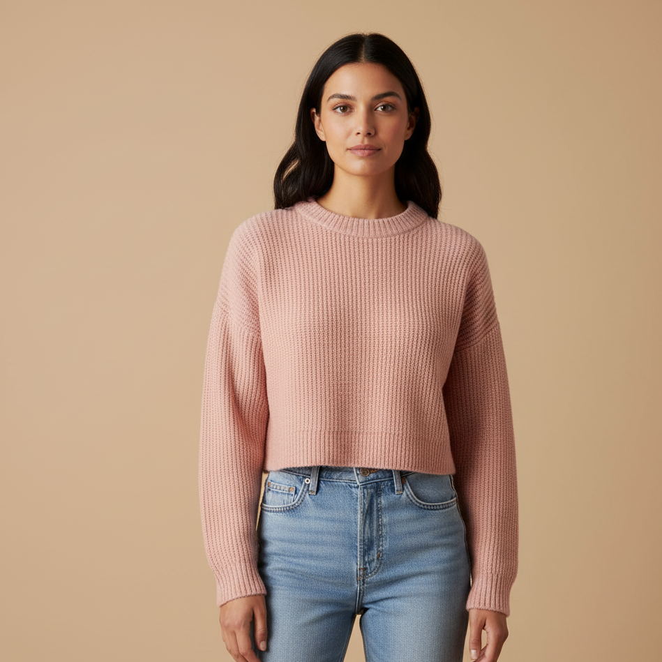 Różowy Krótki Top Cropped Damski | Modny T-shirt