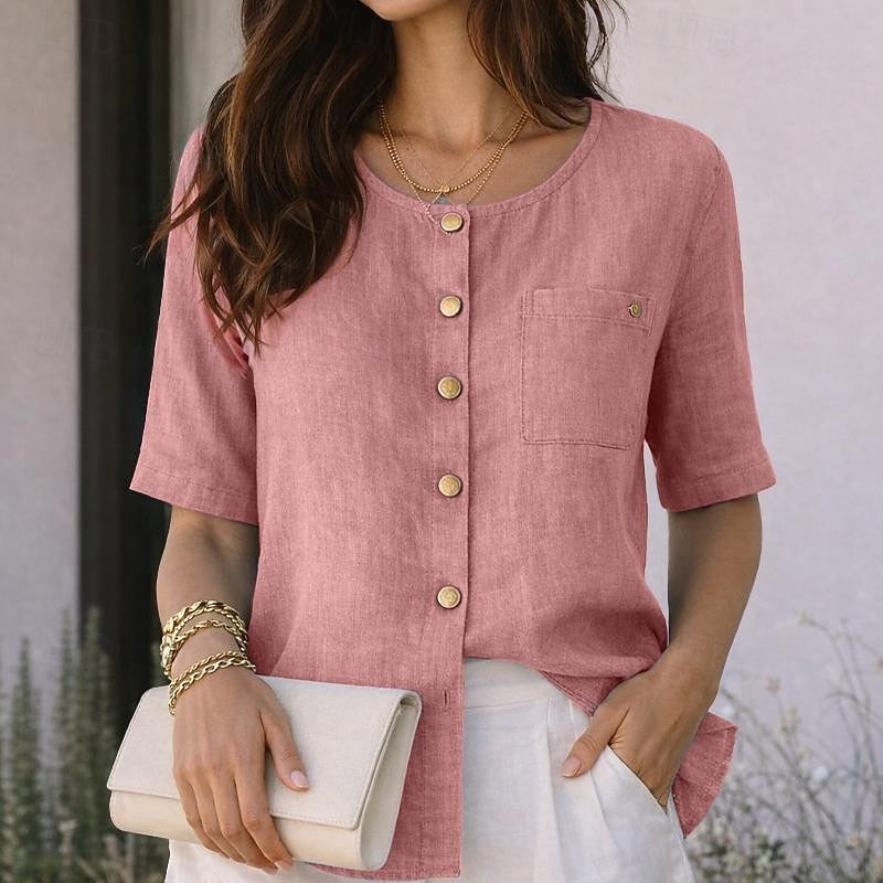 Amelith | Women's loose button-down blouse – casual, long-sleeved