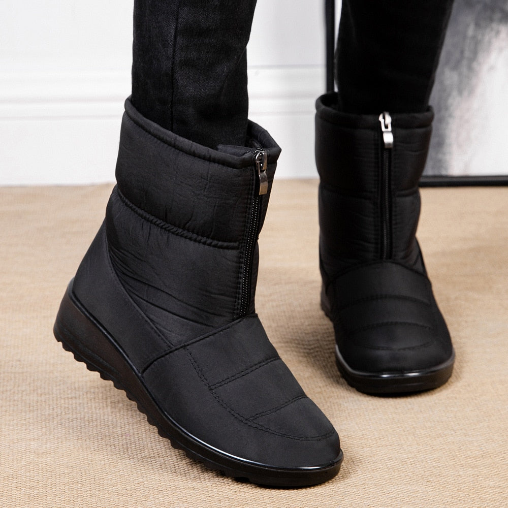 Isla | Pikowane damskie buty śnieżne – zimowe buty sięgające do połowy łydki