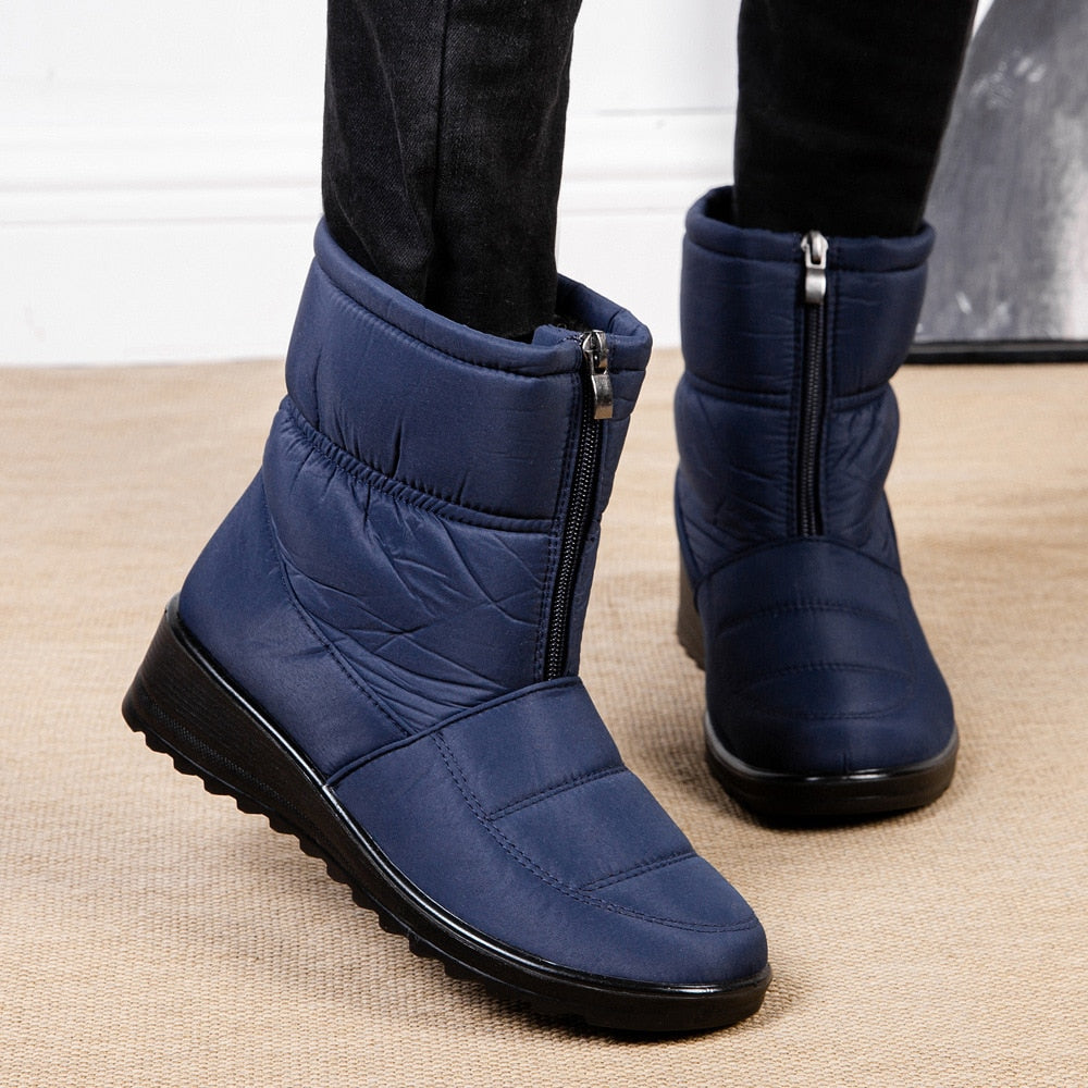 Isla | Pikowane damskie buty śnieżne – zimowe buty sięgające do połowy łydki