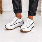 Belinda | Damskie Sneakersy na Platformie, Amortyzowane, Sznurowane, Gruba Podeszwa