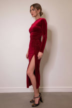 Women's Asymmetrical One Shoulder Midi Dress - Elegant Evening Party Dress