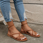Elegant women's sandals with ankle ties – chic, summery style for comfort