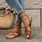 Elegant women's sandals with ankle ties – chic, summery style for comfort