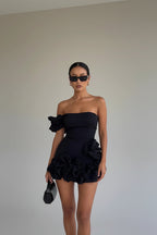 Women's mini dress with a ruffle hem – elegant cocktail dress