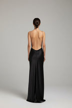 Women's Maxi Dress with Open Back and Spaghetti Straps – Elegant Evening Gown
