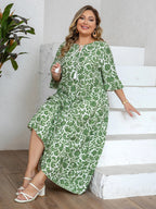 Sukienka maxi w kwiaty w stylu boho dla kobiet plus size – wielowarstwowa sukienka letnia z wiązaniem na frędzle