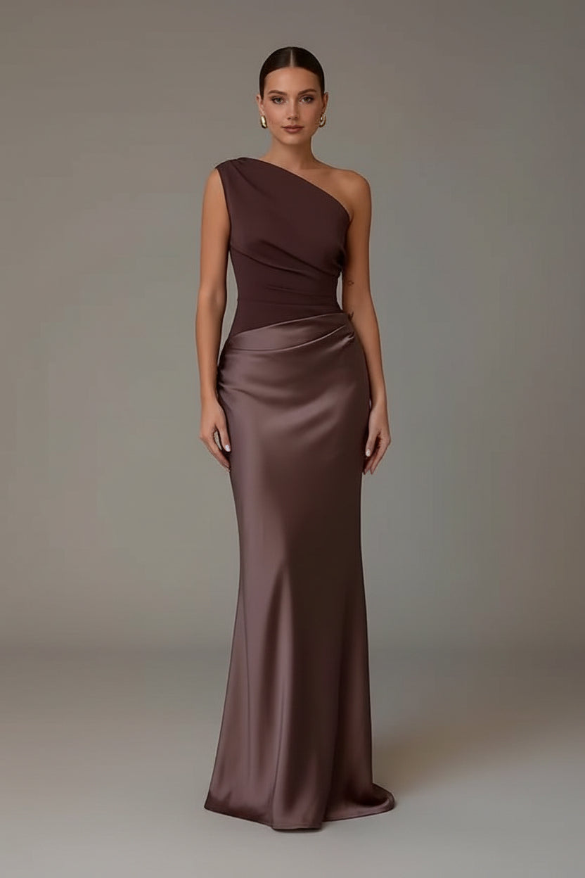 Suknia wieczorowa damska na jedno ramię – elegancka sukienka maxi na formalne okazje