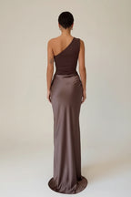 Women's one-shoulder evening gown – elegant maxi dress for formal occasions