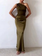 Women's one-shoulder evening gown – elegant maxi dress for formal occasions