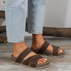 Crisscross Platform Sandals for Women - Elegant, Everyday, and Comfortable Sliders
