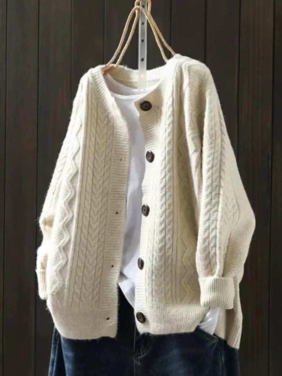 Majka | Damska sweterkowa kamizelka oversize – sweter z warkoczowym splotem