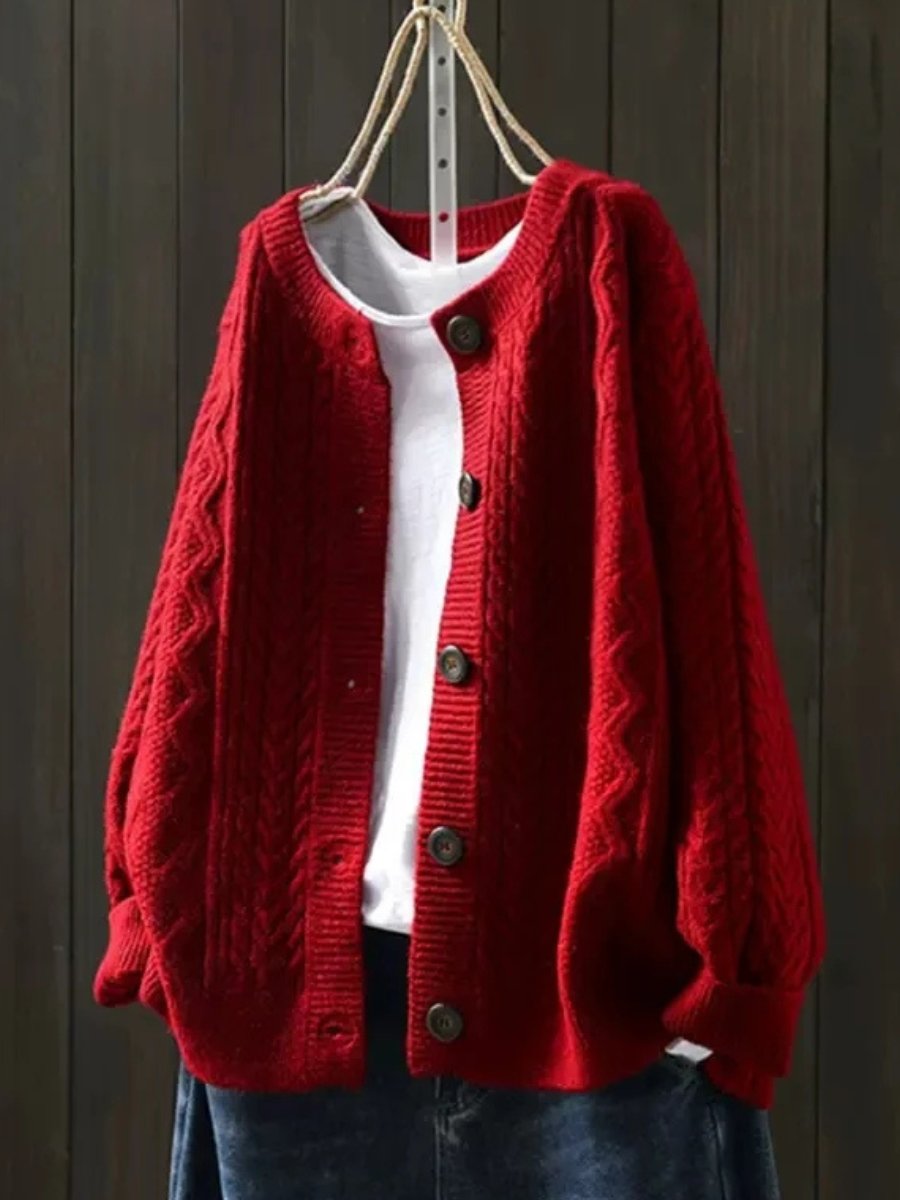 Majka | Damska sweterkowa kamizelka oversize – sweter z warkoczowym splotem