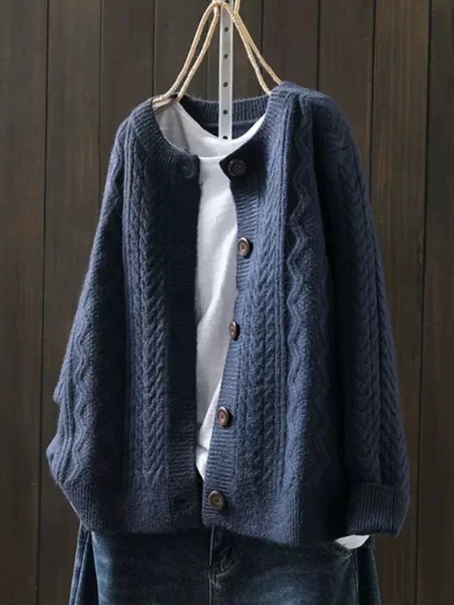 Majka | Damska sweterkowa kamizelka oversize – sweter z warkoczowym splotem