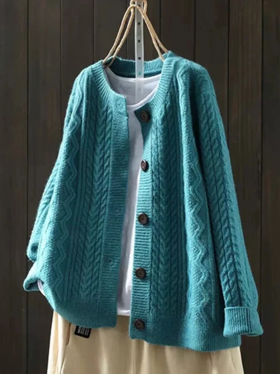 Majka | Damska sweterkowa kamizelka oversize – sweter z warkoczowym splotem