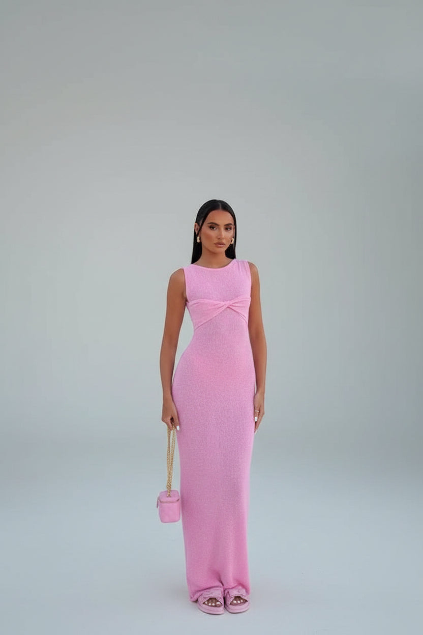Sukienka damska bez rękawów maxi na specjalne okazje – elegancka suknia dla gościa weselnego na plaży
