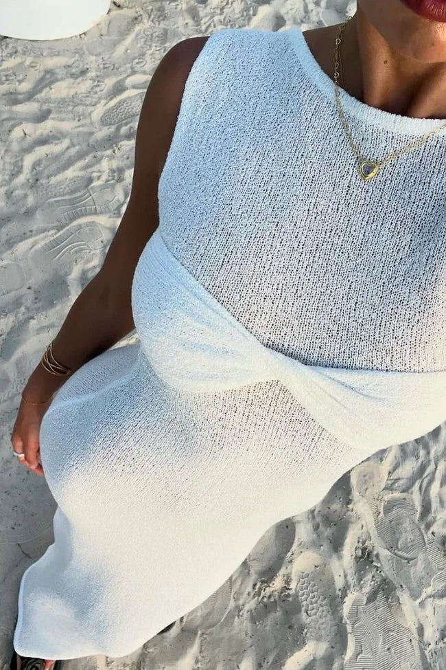 Sukienka damska bez rękawów maxi na specjalne okazje – elegancka suknia dla gościa weselnego na plaży