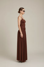 Women's Sleeveless Maxi Dress with Round Neck – Elegant Wedding Guest Dress