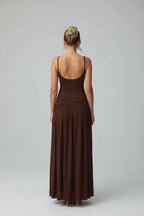 Women's Sleeveless Maxi Dress with Round Neck – Elegant Wedding Guest Dress