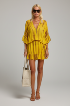 Women's Mini Dress with V-Neck and Panel Print - Chic, Patterned, Summer Party Dress