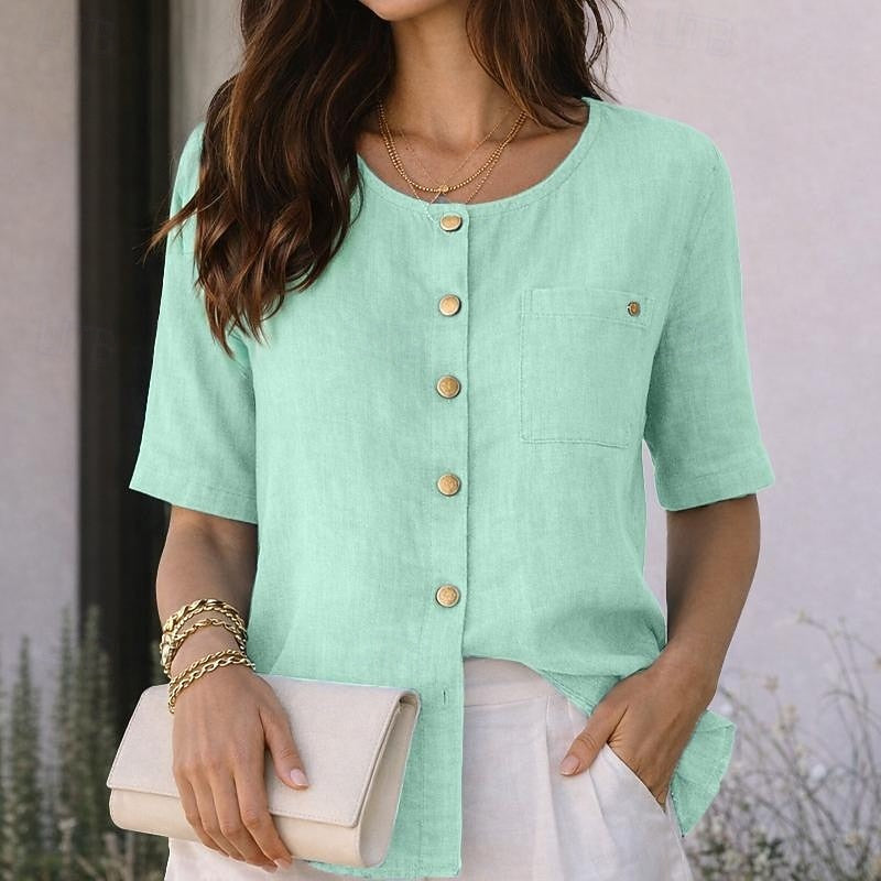 Lindra | Women's loose button-down blouse – casual everyday blouse